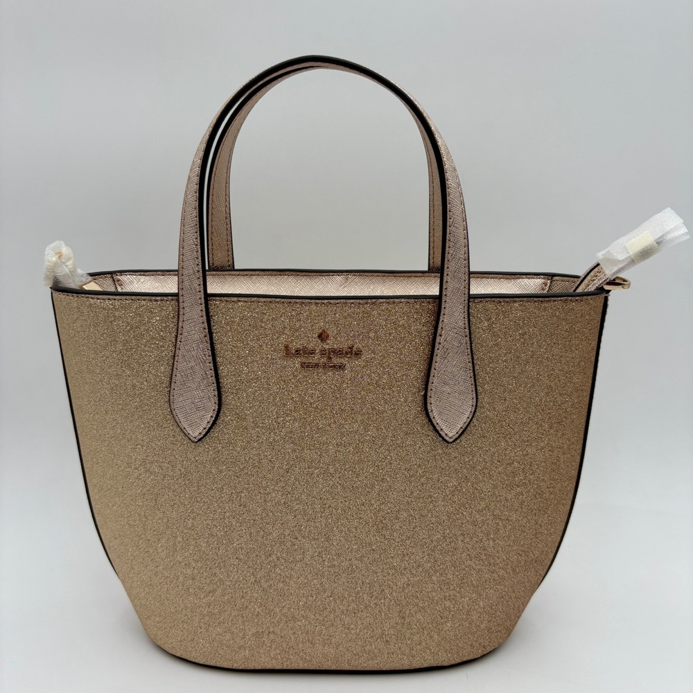Kate‎ Spade Glitter City Glimmer Gold Satchel Purse Handbag Mini Tote Bag